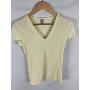 Tristan Ribbed V Neck Tan Fittted Tshirt Size Medium